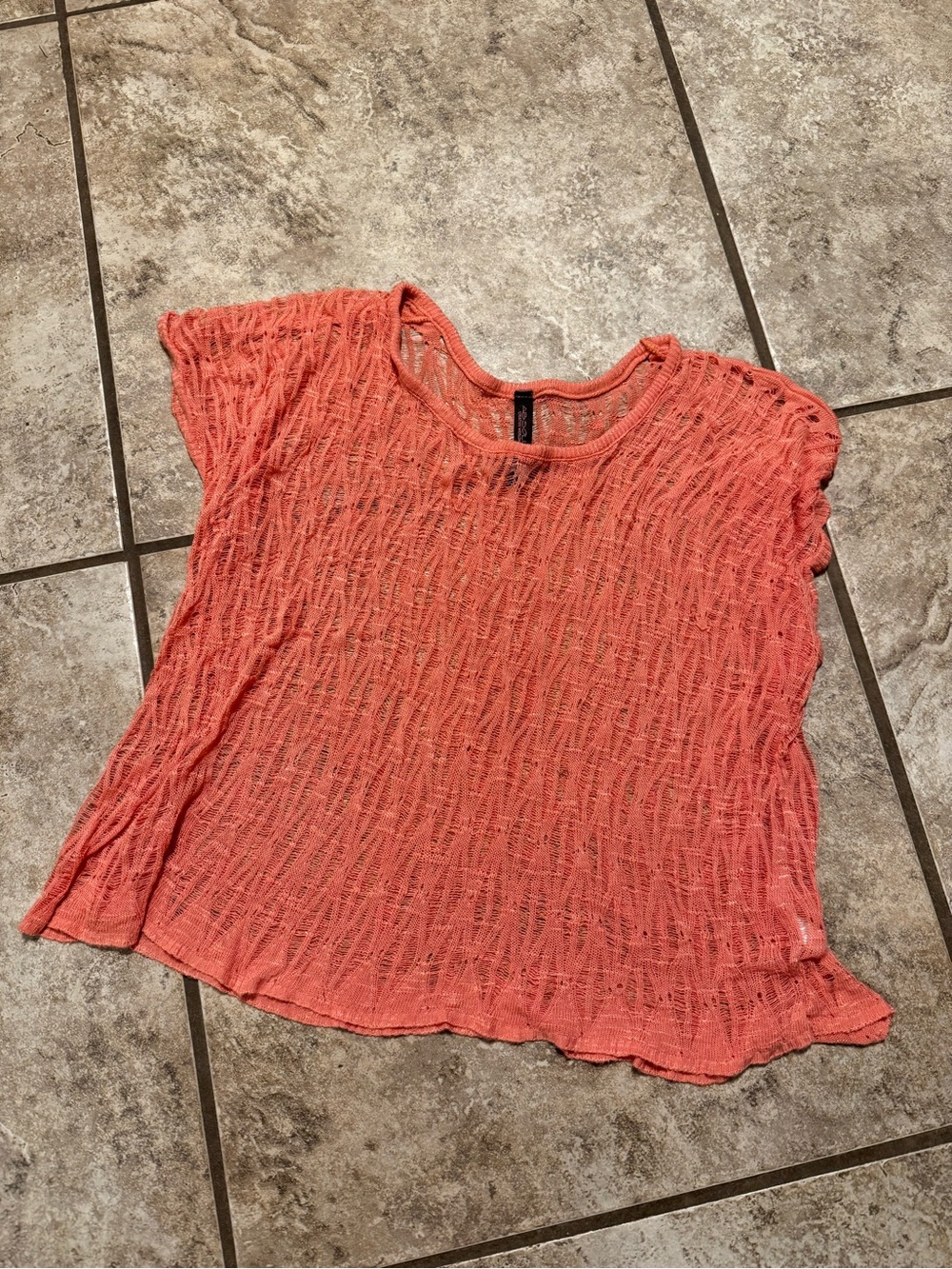Absolutely Coral Textured Short Sleeve Knit Top